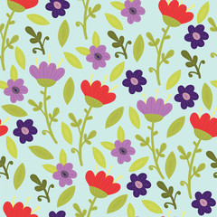 Seamless pattern with colorful flowers. Floral background. EPS10 vector illustration.
