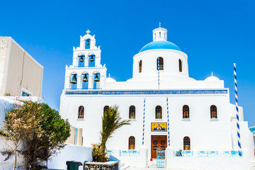 The Church of Panagia Platsani in Oia village, Santorini Island, Greece