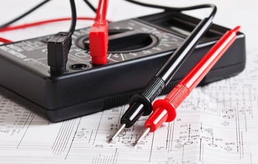 digital multimeter and an electronic circuit