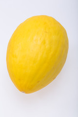 Ripe yellow melon isolated on white background