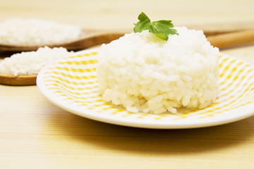 rice dish with wooden cutlery