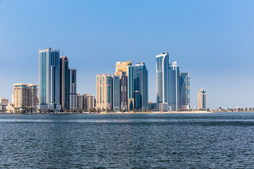 Fototapeta na wymiar A general view of the waterfront of Sharjah UAE