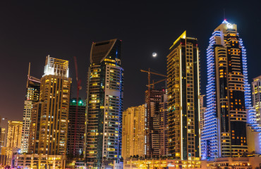 Plakat General view of Dubai at night