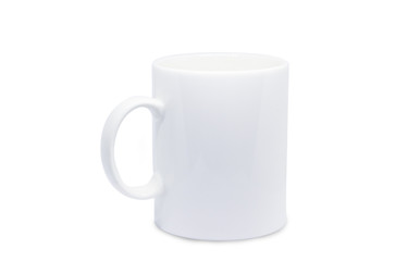 White cup on white background, Front view