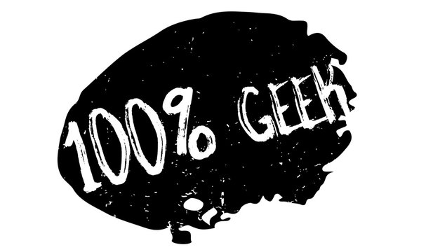100 Geek rubber stamp. Grunge design with dust scratches. Effects can be easily removed for a clean, crisp look. Color is easily changed.