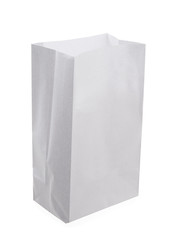 White paper bag isolated on white background.   