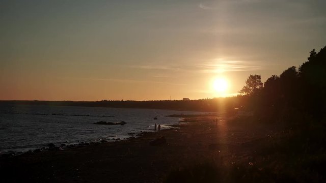 Beautiful sunset at the beach at summer
