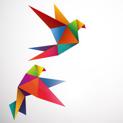 ptaki origami wektor - obrazy, fototapety, plakaty