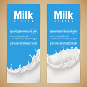 Milk design 3d vector illustration with milk splash
