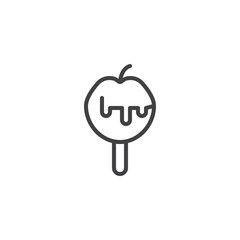Caramelized apple line icon, outline vector sign, linear style pictogram isolated on white. Symbol, logo illustration. Editable stroke