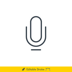 Microphone Icon / Vector - In Line / Stroke Design with Editable Stroke