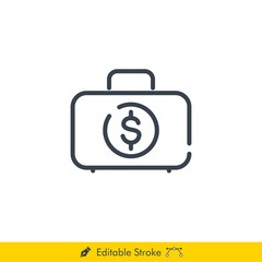 Money Case Icon / Vector - In Line / Stroke Design with Editable Stroke