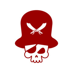 Pirate skull logo. head of skeleton and sabers. pirate symbol. Vector illustration