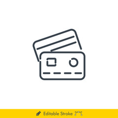 Credit Card Icon / Vector - In Line / Stroke Design with Editable Stroke
