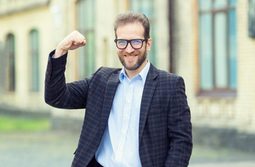 Portrait of an adult male 40 - 45 years old with glasses.