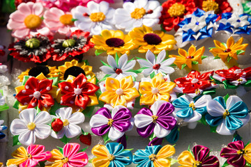 multicolored artificial flowers