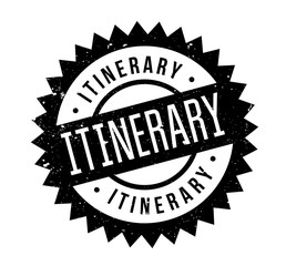 Itinerary rubber stamp. Grunge design with dust scratches. Effects can be easily removed for a clean, crisp look. Color is easily changed.