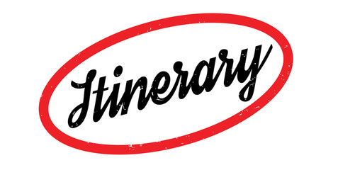 Itinerary rubber stamp. Grunge design with dust scratches. Effects can be easily removed for a clean, crisp look. Color is easily changed.