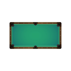 vector flat cartoon billiard pool, snooker felt empty green table top view. Isolated illustration on a white background. Playground for cue sport competitions for your design.