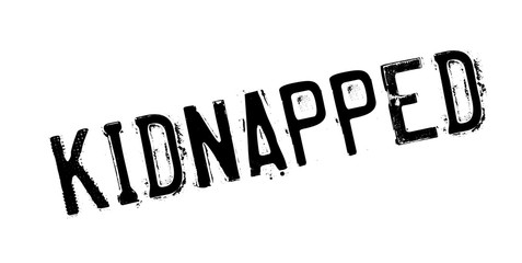 Kidnapped rubber stamp. Grunge design with dust scratches. Effects can be easily removed for a clean, crisp look. Color is easily changed.