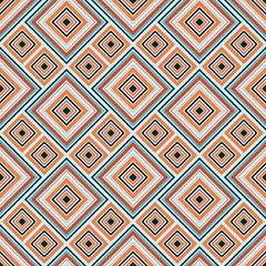 Geometric vector seamless pattern. Stylish textile print with square tiles. Bright summer fabric background.
