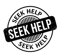 Seek Help rubber stamp. Grunge design with dust scratches. Effects can be easily removed for a clean, crisp look. Color is easily changed.