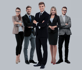 Group of smiling business people. Isolated over white background