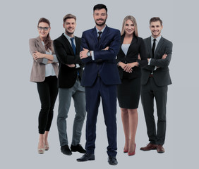 Fototapeta premium Group of smiling business people. Isolated over white background