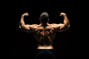 Fototapeta na wymiar shirtless sportive man showing muscles