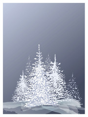 hand drawn card with christmas tree 