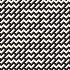 Irregular Maze Shapes Tiling Contemporary Graphic Design. Vector Seamless Black and White Pattern