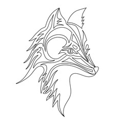 Obraz premium Fox or dog face, tattoo. Vector illustration, isolated on white background