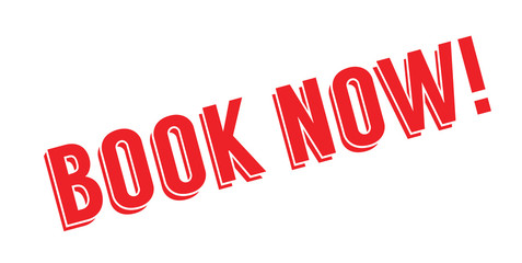 Book Now rubber stamp. Grunge design with dust scratches. Effects can be easily removed for a clean, crisp look. Color is easily changed.