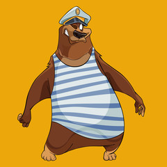 Obraz premium cheerful cartoon bear with the hat of a sea captain and the vest