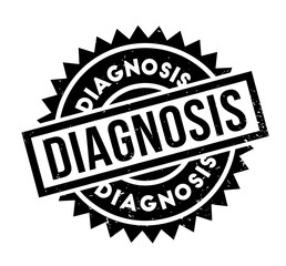 Diagnosis rubber stamp. Grunge design with dust scratches. Effects can be easily removed for a clean, crisp look. Color is easily changed.