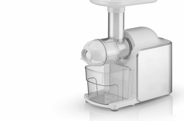 modern household electric meat grinder on white background