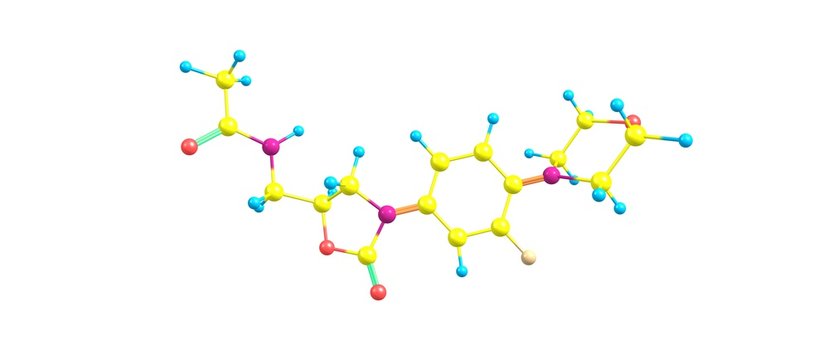 Linezolid Antibiotic Molecular Structure Isolated On White