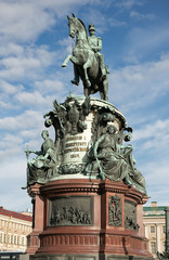 The Monument to Nicholas I, a bronze equestrian monument of Nicholas I of Russia on St Isaac's Square in Saint Petersburg, Russia