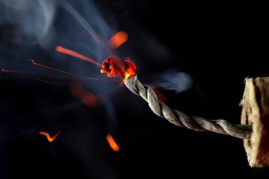 Burning fuse of a fireccracker