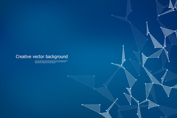 Structure of molecular particles and atom, polygonal abstract background, technology and science concept, vector illustration.