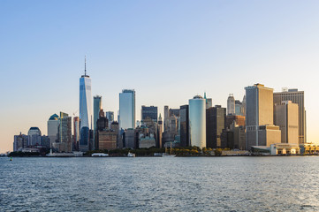 Fototapeta na wymiar Manhattan Skyline just after sunrise, New York, USA