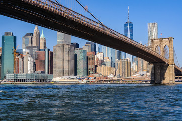 Fototapeta na wymiar Lower Manhattan Skyline from Dumbo, NYC, USA