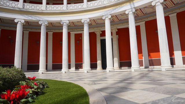 April 2017: Photo of iconic public hall of Zappeion , Athens historic center, Attica, Greece
