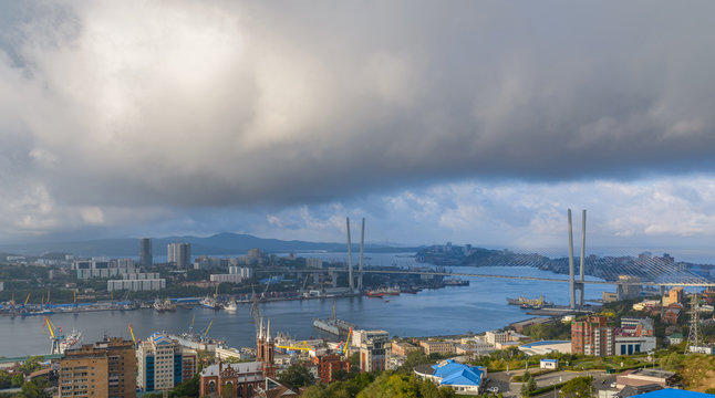 Vladivostok cityscape at early morning.