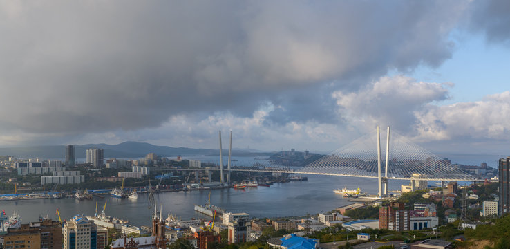 Vladivostok cityscape at early morning.