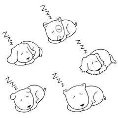 vector set of dog sleeping