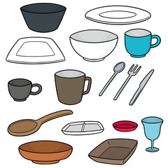 vector set of tableware