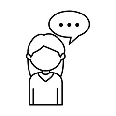 beautiful businesswoman with speech bubble avatar character