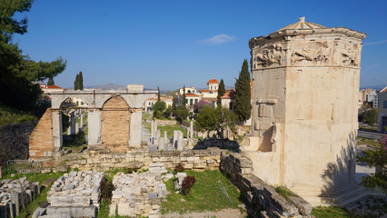 Fototapeta premium Photo of iconic ancient site of Roman Forum, Athens historic center, Attica, Greece