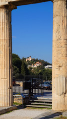 Fototapeta na wymiar Photo of iconic ancient site of Roman Forum, Athens historic center, Attica, Greece